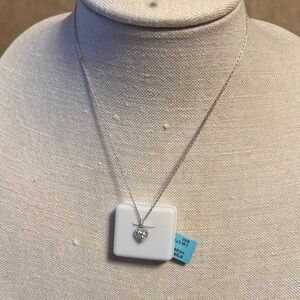 Elegant Sterling Silver Heart Pendant Moissanite Necklace 0.94 CTW